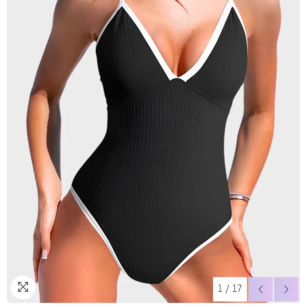 Elegant Black and White Women's One-Piece Swimsuit
